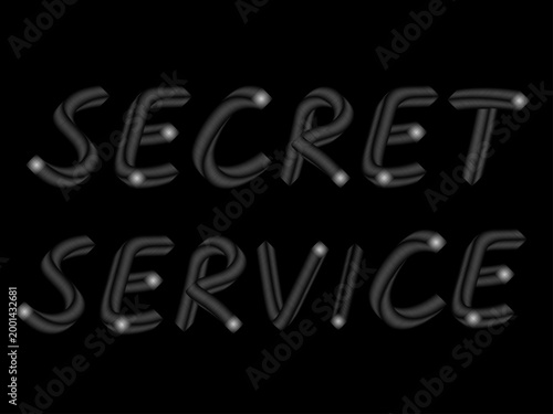 A trendy T-shirt print. Vector illustration with the inscription "SECRET SERVICE." It takes on a particularly striking effect against a black background. This isolated image is ideal for prints on T-s