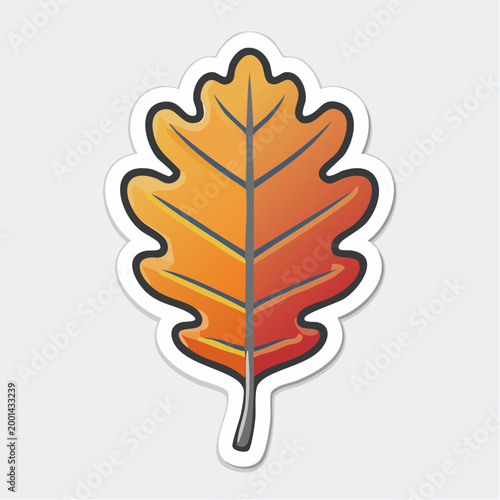 Stylized Oak Leaf in Autumn Colors