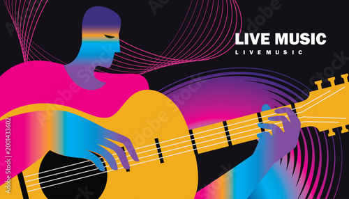 A man playing guitar, music poster, flyer