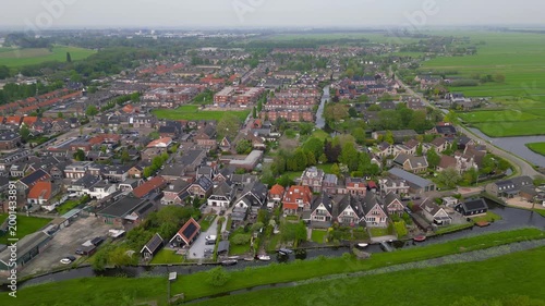 Aerial view of the historic dutch town Wilnis