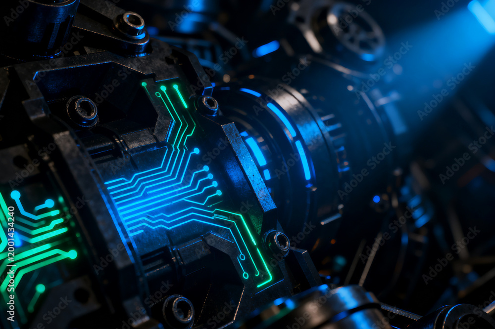 Obraz premium Printcomplex dark mechanical structure background