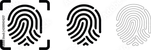 Fingerprint Icon Vector Set for Biometric Authentication