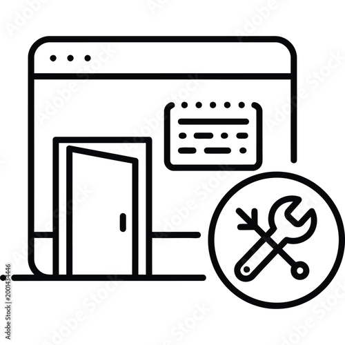Web Store Maintenance and Repair icon for e-commerce website service and technical support illustration
