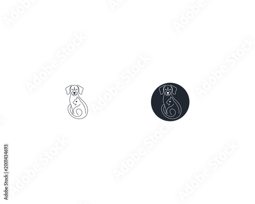 Dog and cat logo design template vector, line of pet logo design suitable for pet shop, store, cafe, business, hotel, veterinary clinic, Domestic animal vector illustration logotype, sign and symbol.