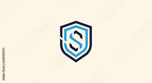 Modern shield logo design with letter S, security concept.