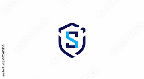 Modern shield logo design with letter S, security concept.