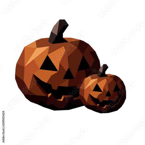 Geometric pumpkin in low poly style. Minimalist Halloween vector with clean shapes. Ideal for seasonal design, decoration and festive projects