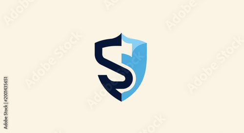 Modern shield logo design with stylized letter S and P, security concept.