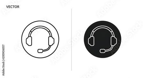 Headset Customer Support Icon Vector