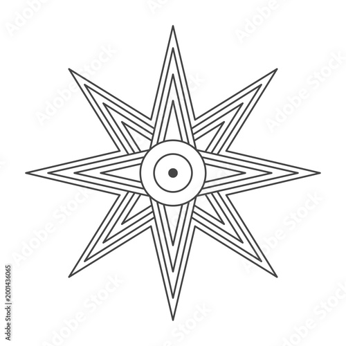 Outline Icon of Ishtar star. Mesopotamian ancient symbol. Vector
