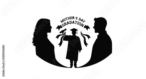 Mother's Day graduation celebration silhouette, family achievement