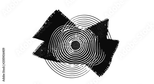 Abstract geometric shapes with concentric circles background