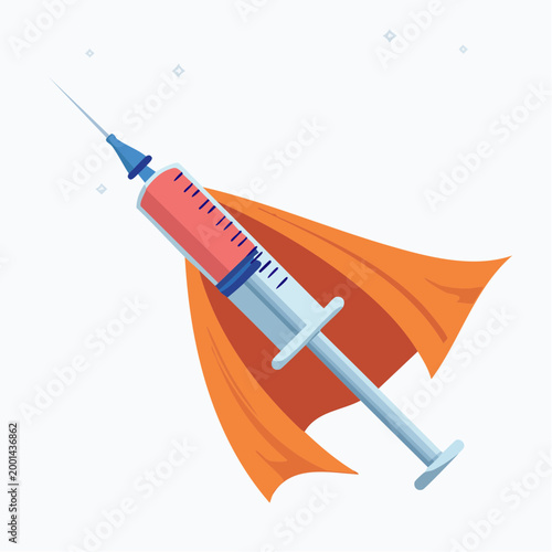 Superhero Syringe with Orange Cape