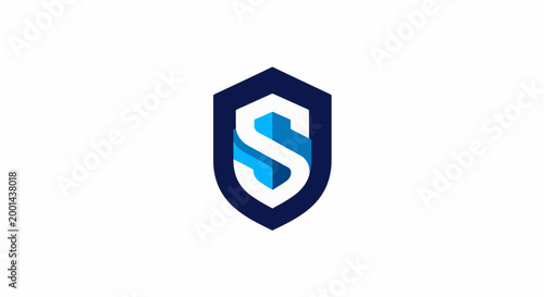 Modern shield logo with letter S, representing security and protection.