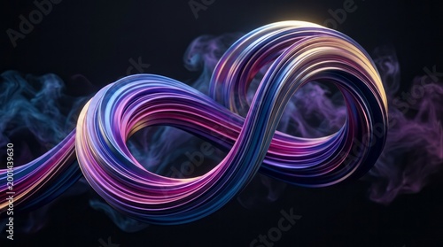 Colorful Abstract Infinity Loop Infinity Loop Colorful Design Swirl Smoke 3D. Concept featuring infinity, loop, colorful, design, swirl for professional commercial design.