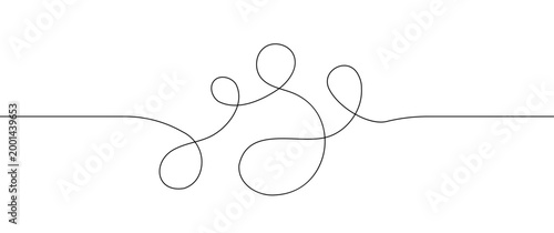 Curvy line squiggle cable vector with looping wave shape, playful divider element for modern graphic design.