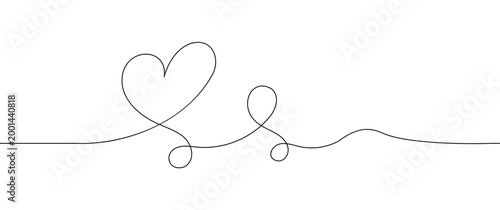Abstract line squiggle cable border with loops and curls, decorative black vector on white background.