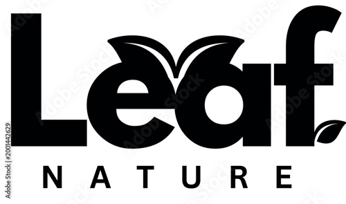 Leaf nature logo in bold black font with leaves integrated into letter a and f.