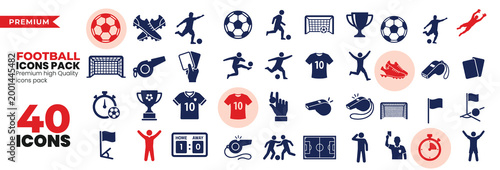 Schilderij op canvas Football Sports Icons Collection Vector Set for Game Play Equipment Strategy and