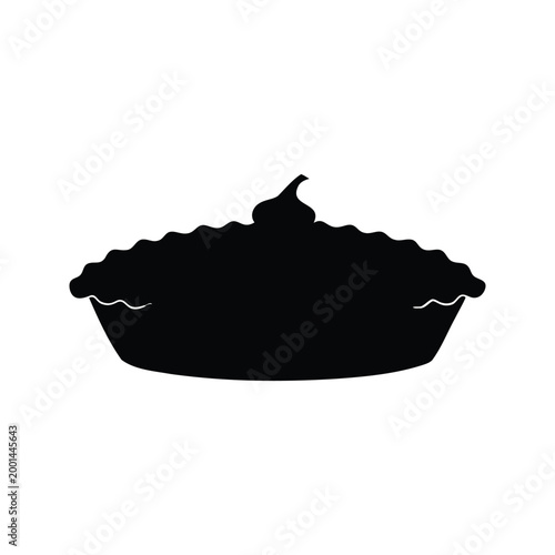 Black and white delicious pie with crust silhouette vector illustration, pumpkin pie silhouette vector illustration