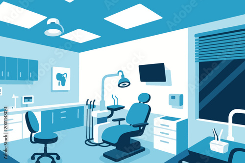 Dentist Workspace Vector Illustration Creative Design Template 