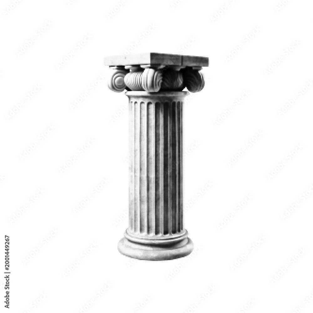 Fototapeta premium Antique greek column halftone illustration