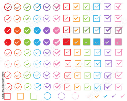 Colorful Check Mark Icon Set