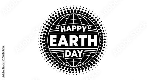 Earth Day celebration illustration with Happy text on globe