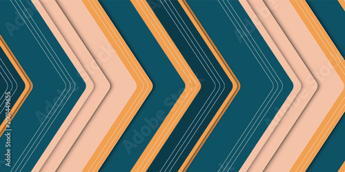 Vibrant chevron pattern emerges in abstract design with blue, orange, and peach hues