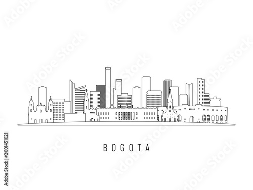 Detailed Bogota skyline vector illustration. Bogota buildings in line art style, perfect for modern designs.