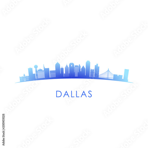 Dallas skyline silhouette. Vector design colorful illustration
