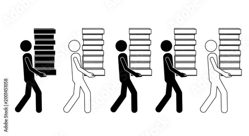 Workers carrying large files in an office setting together