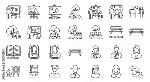 Business icons illustrate various workplace settings and people interacting plkjhu