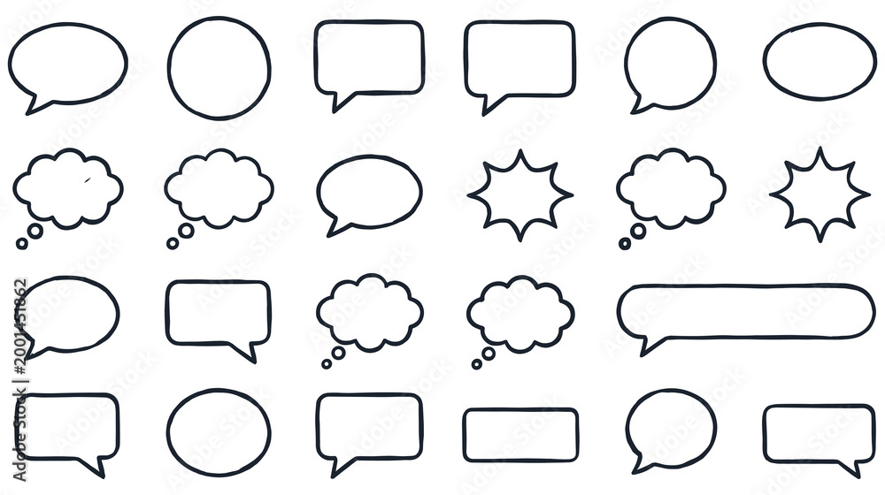 Fototapeta premium Collection of blank speech bubbles and thought clouds for text dialogue.