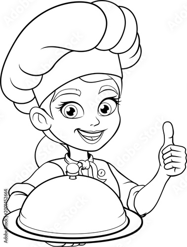 Smiling female chef woman w...