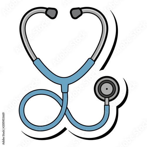 A medical stethoscope and heart isolated on a white background as a healthcare diagnostic tool for doctor cardiology examination and heartbeat monitoring