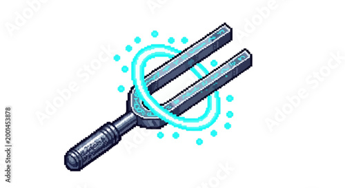 Bild auf Leinwand Illustration of a vibrating tuning fork emitting sound waves.