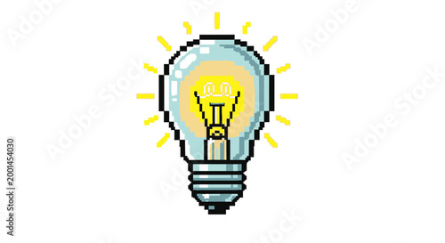 Tableau sur toile Illuminated Pixelated Light Bulb Symbolizing Innovation and Ideas