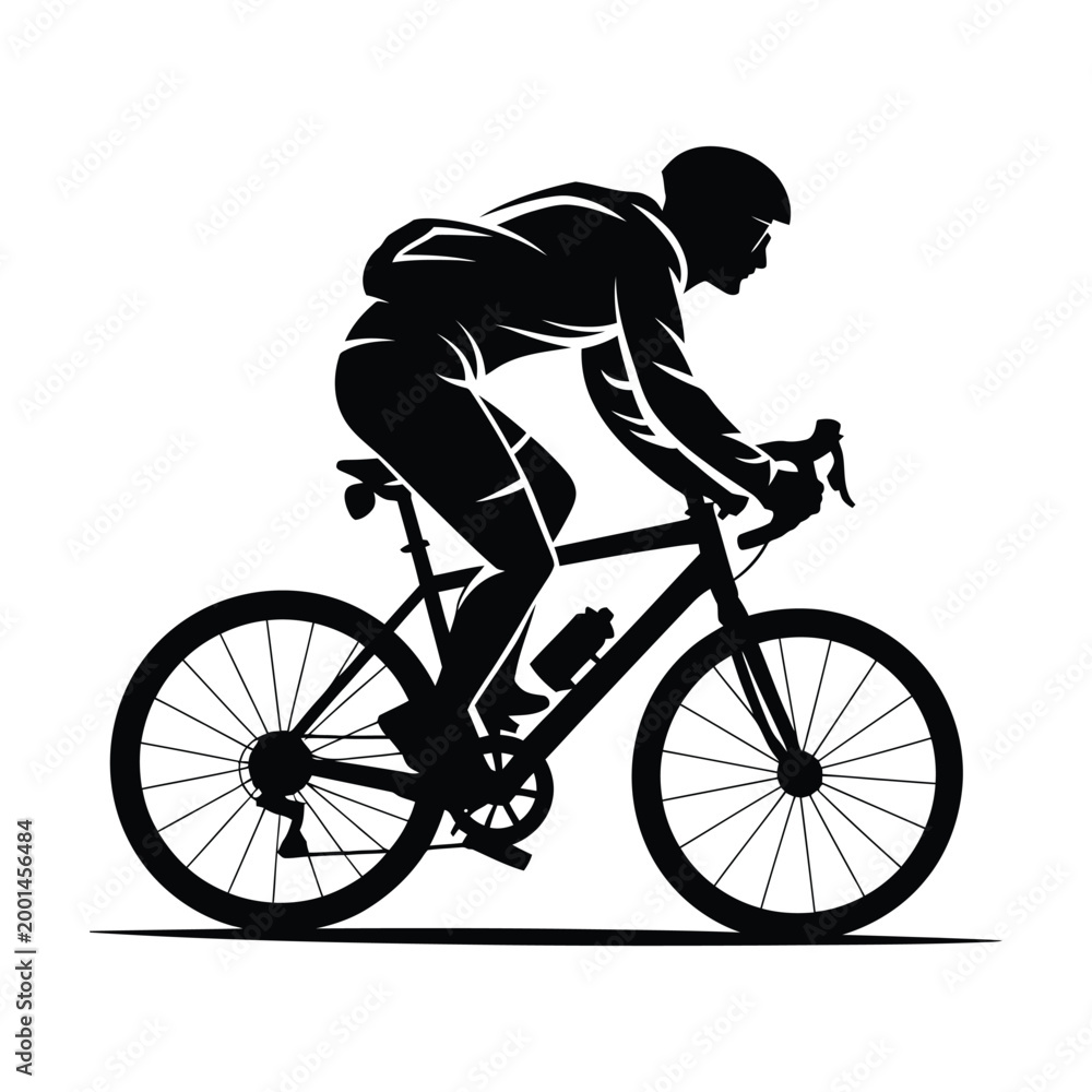 Fototapeta premium Professional cyclist racing bike silhouette vector illustration competitive cycling sport concept