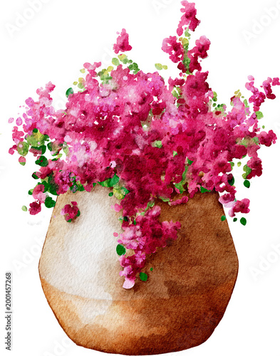 Watercolor Flower in a Terracotta Pot