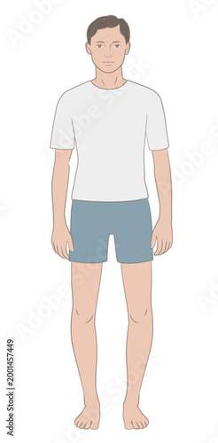 立っているO脚の男性のイラスト