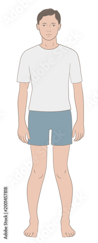 立っているX脚の男性のイラスト