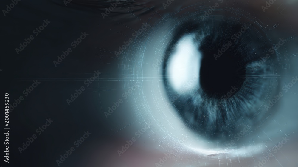 Naklejka premium Eye with technology digital background, futuristic vision concept
