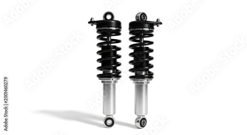 Car shock absorbers on white.