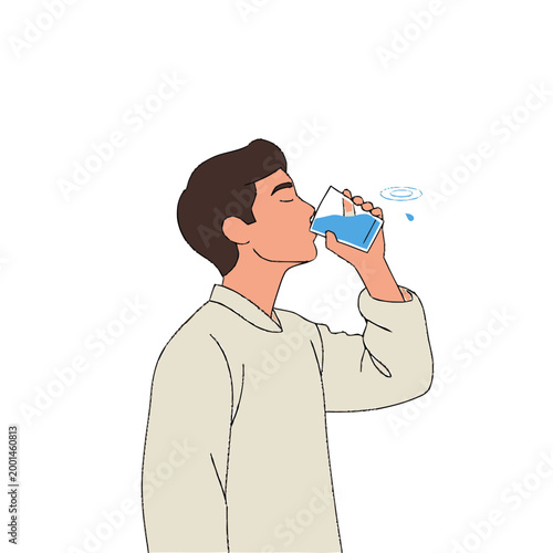 Man drinking from a glass.