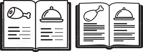 Cookbook icon vector open recipe book with food