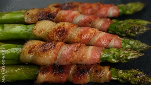 Fried Bacon wrapped asparagus, rotate