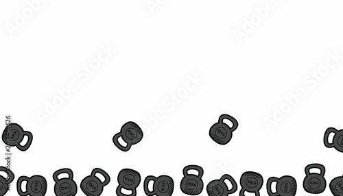 Kettlebell Background. Kettlebell pattern. Fitness Equipment Illustration. Strong Gym Workout Background for Packaging 