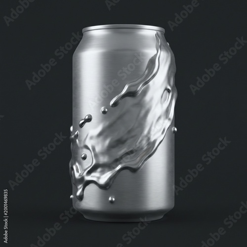 Drink can with liquid metal surface effect