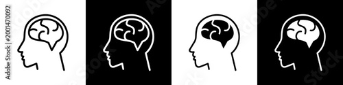 Mindset  black and white icon design concept